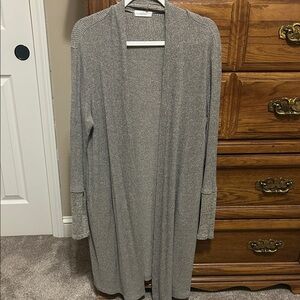 Gray Open Front Women's Sweater